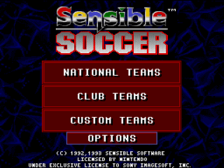 Sensible Soccer title screen for Super Nintendo